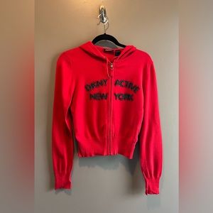 DKNY jeans red hoodie size S and black lace camisole size XS
